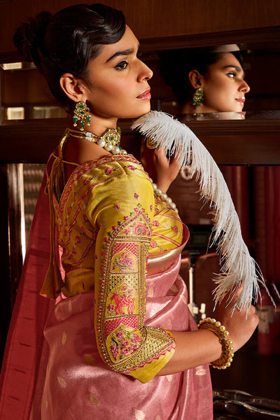 Wonderful Pink Paithani Silk Saree With Pulsating Blouse Piece