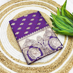 Dissemble Purple Pure Zari Weaving Banarasi Silk Saree With Majestic Blouse Piece