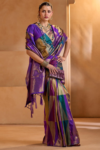 Dazzling Multicolor Soft Silk Saree With Ideal Blouse Piece