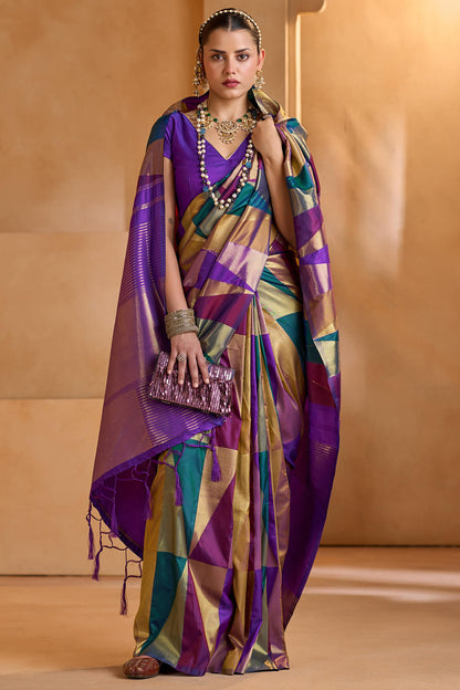 Dazzling Multicolor Soft Silk Saree With Ideal Blouse Piece