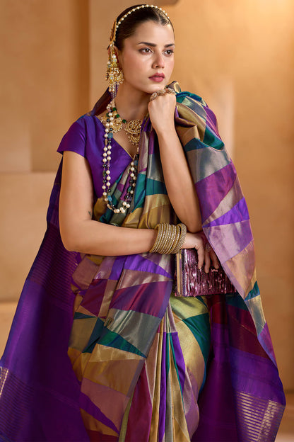 Dazzling Multicolor Soft Silk Saree With Ideal Blouse Piece