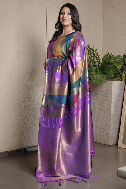Dazzling Multicolor Soft Silk Saree With Ideal Blouse Piece