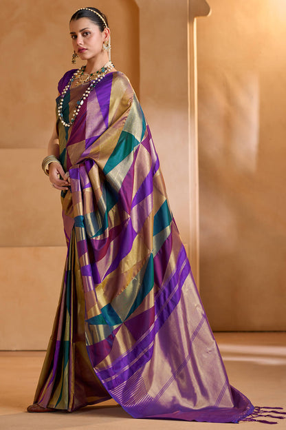Dazzling Multicolor Soft Silk Saree With Ideal Blouse Piece
