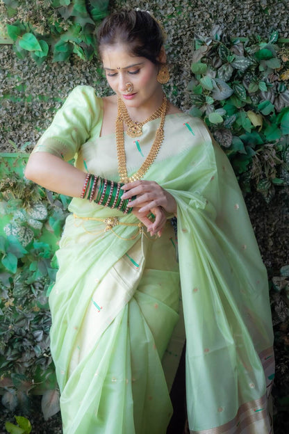Aarti Singh In Pista Organza Paithani Saree