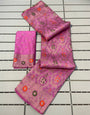 Luxuriant Pink Soft Banarasi Silk Saree With Vivacious Blouse Piece