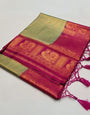 Charming Green Kanjivaram Silk Saree With Blooming Blouse Piece