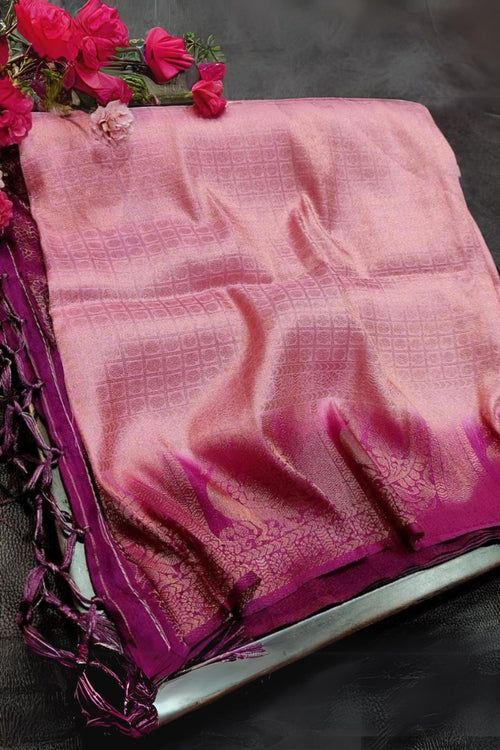 Load image into Gallery viewer, Epiphany Pink Kanjivaram Silk Saree With Lissome Blouse Piece
