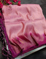 Epiphany Pink Kanjivaram Silk Saree With Lissome Blouse Piece