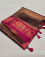 Exuberant Purple Kanjivaram Silk Saree With Improbable Blouse Piece