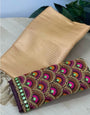 Bucolic Beige Kanjivaram Silk Saree With Two Fugacious Blouse Piece