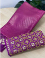 Innovative Purple Kanjivaram Silk Saree With Two Skinny Blouse Piece