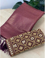 Hypnotic Wine Kanjivaram Silk Saree With Two Ravishing Blouse Piece