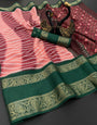 Fancifull Peach Digital Printed Dola Silk Saree With Inspiring Blouse Piece