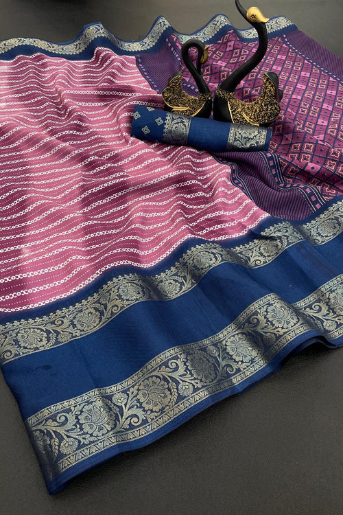 Load image into Gallery viewer, Adoring Pink Digital Printed Dola Silk Saree With Traditional Blouse Piece
