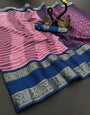 Adoring Pink Digital Printed Dola Silk Saree With Traditional Blouse Piece