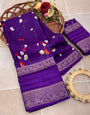 Exceptional Purple Digital Printed Dola Silk Saree With Pleasant Blouse Piece