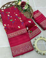 Admirable Red Digital Printed Dola Silk Saree With Conflate Blouse Piece