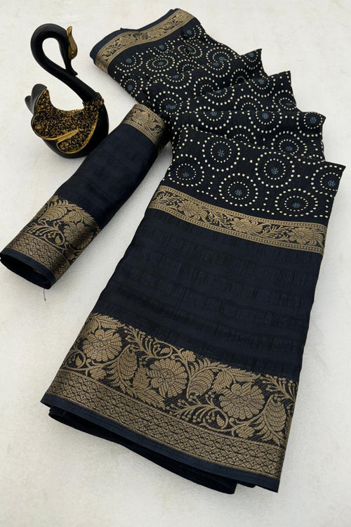 Load image into Gallery viewer, Inspiring Black Digital Printed Dola Silk Saree With Stunner Blouse Piece
