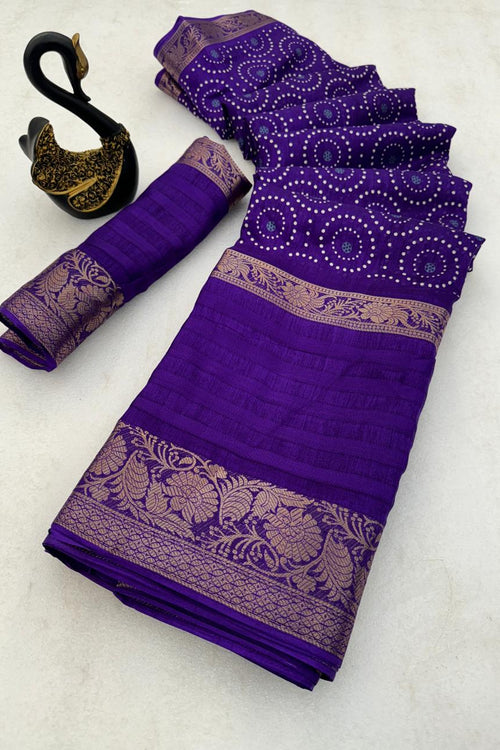 Load image into Gallery viewer, Smart Purple Digital Printed Dola Silk Saree With Engrossing Blouse Piece
