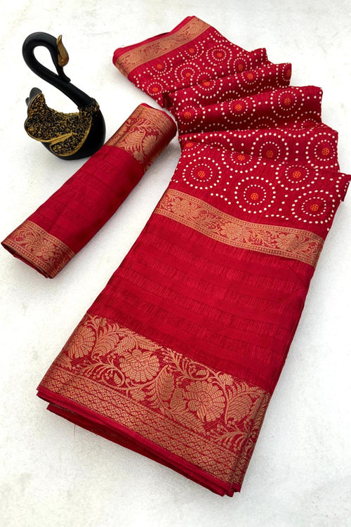 Load image into Gallery viewer, Radiant Red Digital Printed Dola Silk Saree With Preferable Blouse Piece
