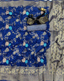 Trendy Blue Soft Banarasi Silk Saree With Innovative Blouse Piece