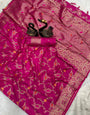 Chatoyant Dark Pink Soft Banarasi Silk Saree With Sempiternal Blouse Piece