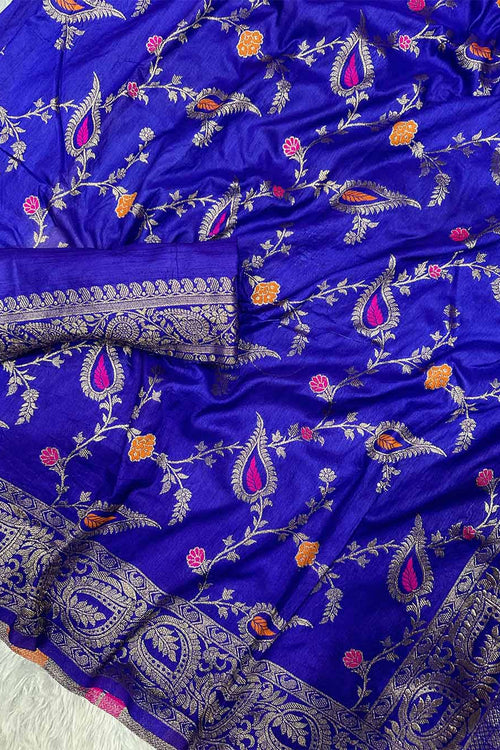 Load image into Gallery viewer, Enthralling Royal Blue Soft Banarasi Silk Saree With Effulgent Blouse Piece
