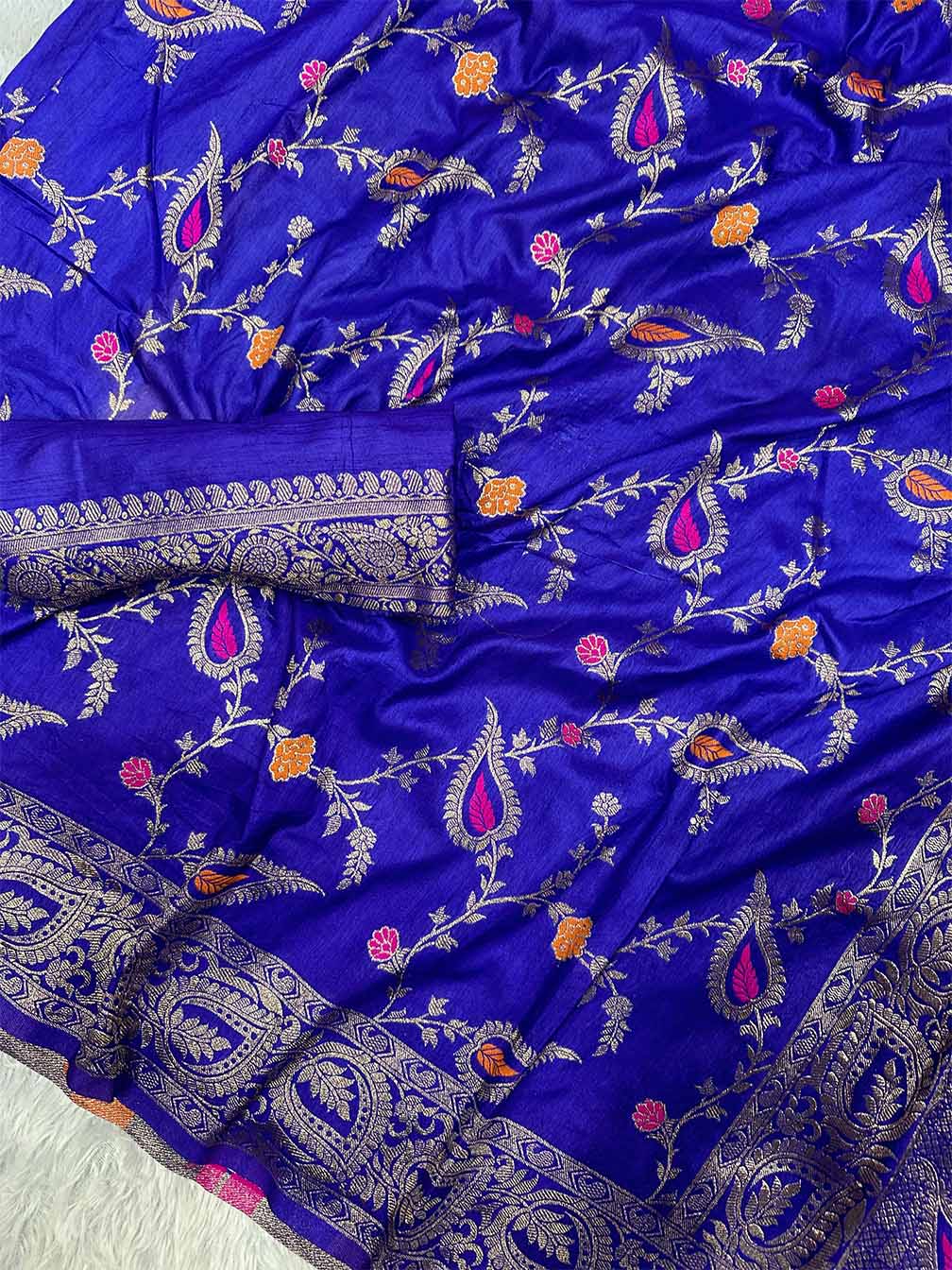 Enthralling Royal Blue Soft Banarasi Silk Saree With Effulgent Blouse Piece