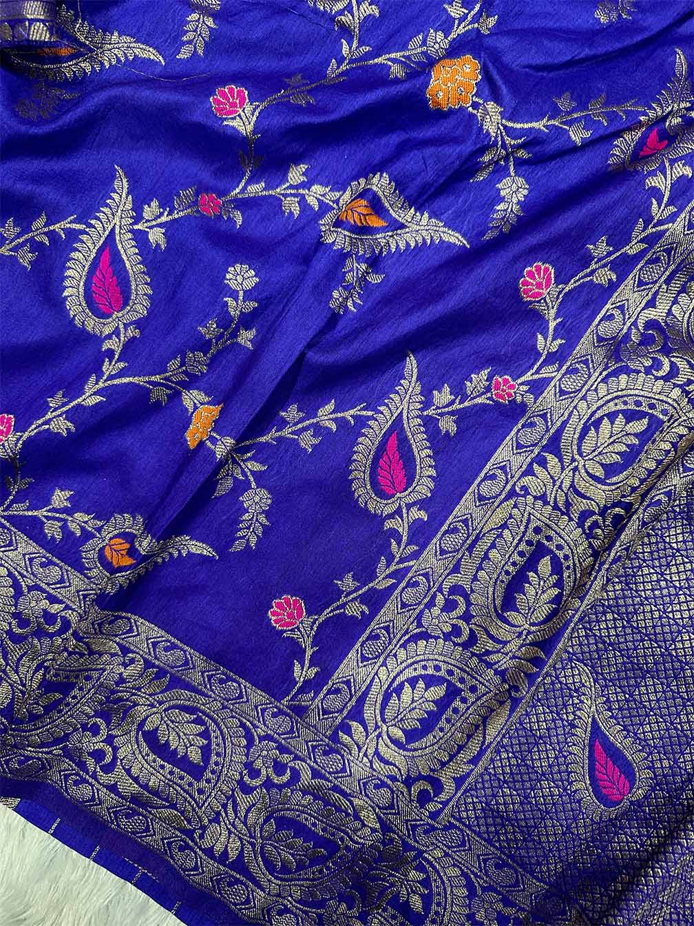 Enthralling Royal Blue Soft Banarasi Silk Saree With Effulgent Blouse Piece