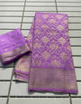 Winsome Lavender Soft Banarasi Silk Saree With Embellished Blouse Piece