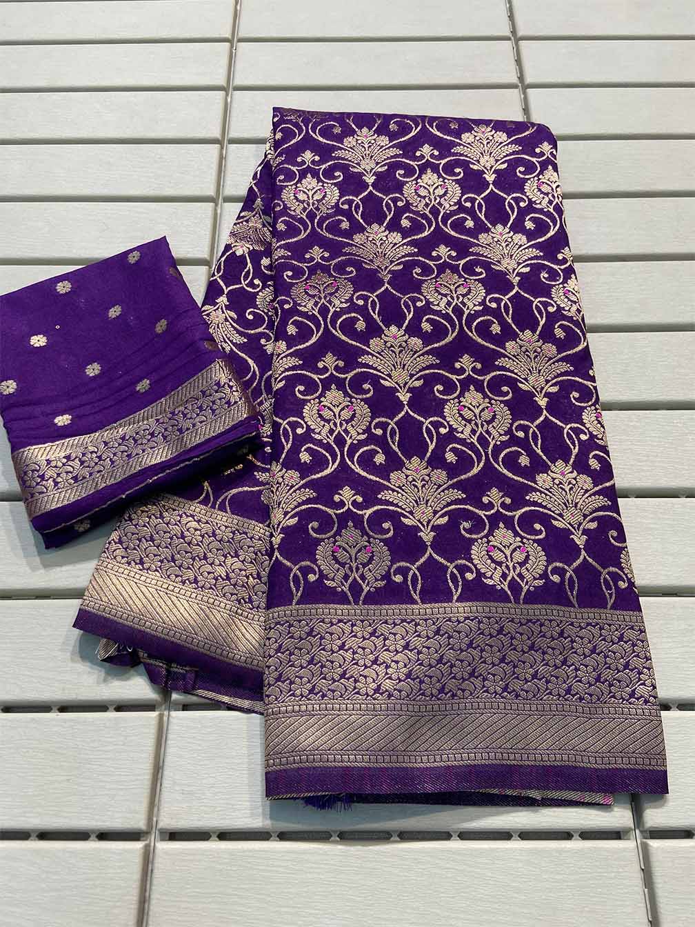 Prodigal Purple Soft Banarasi Silk Saree With Transcendent Blouse Piece