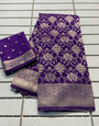 Prodigal Purple Soft Banarasi Silk Saree With Transcendent Blouse Piece