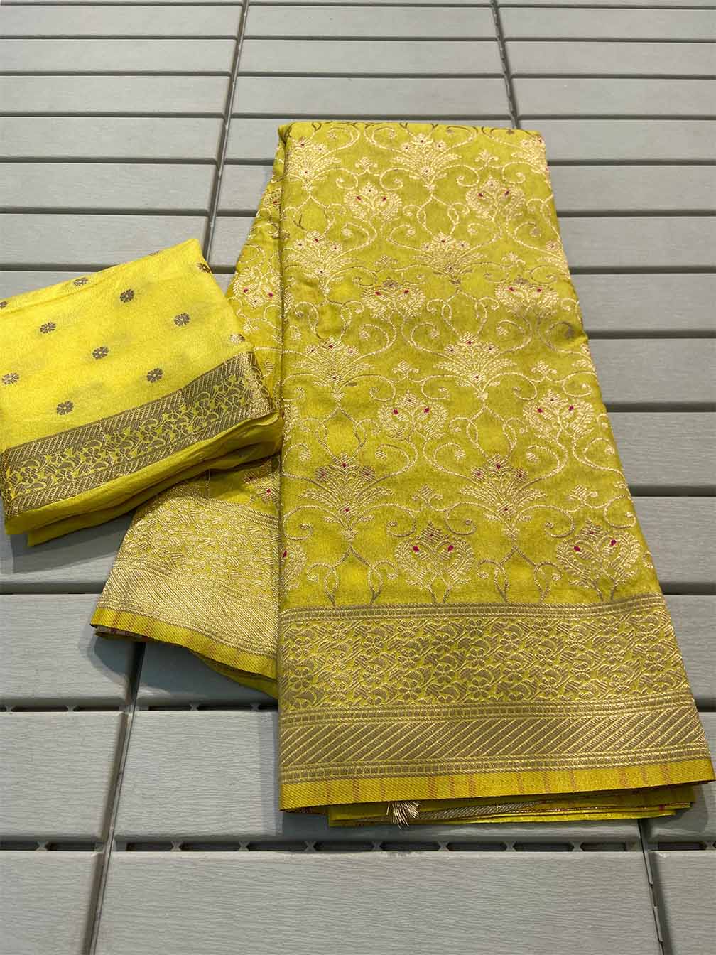 Panoply Yellow Soft Banarasi Silk Saree With Fugacious Blouse Piece