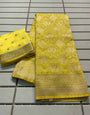 Panoply Yellow Soft Banarasi Silk Saree With Fugacious Blouse Piece