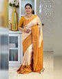 Ephemeral Beige Kanjivaram Silk Saree With Woebegone Blouse Piece