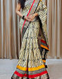 Staring Beige Digital Printed Dola Silk Saree With Beautiful Blouse Piece