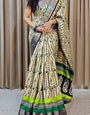 Demanding Beige Digital Printed Dola Silk Saree With Sensational Blouse Piece