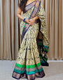 Preferable Beige Digital Printed Dola Silk Saree With Adoring Blouse Piece