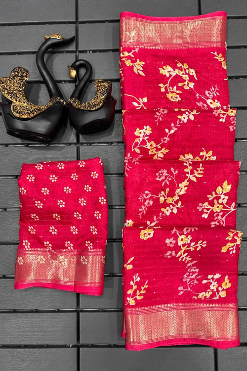 Load image into Gallery viewer, Breathtaking Dark Pink Digital Printed Dola Silk Saree With Angelic Blouse Piece
