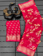 Breathtaking Dark Pink Digital Printed Dola Silk Saree With Angelic Blouse Piece