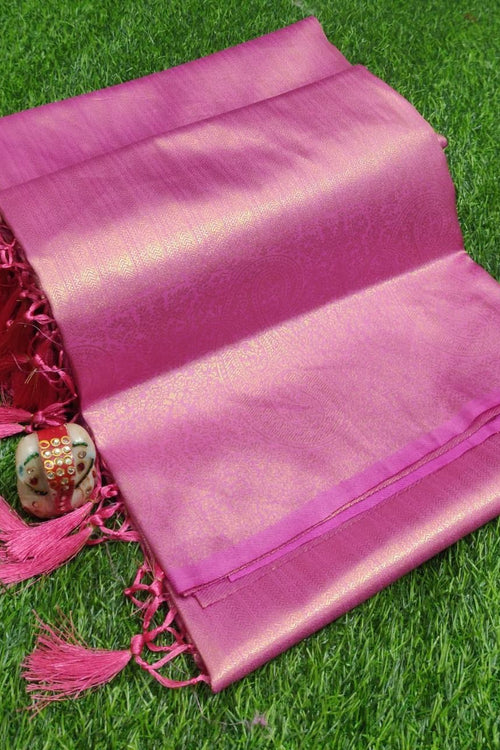 Load image into Gallery viewer, Petrichor Pink Kanjivaram Silk Saree With Seraglio Blouse Piece
