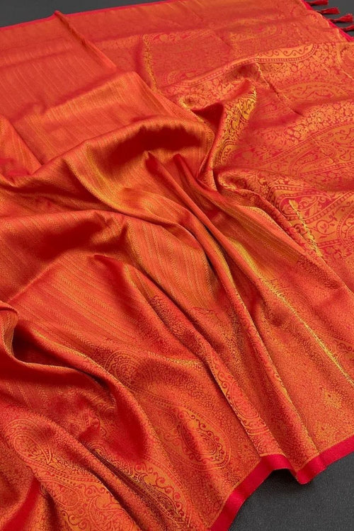 Load image into Gallery viewer, Devastating Wine Kanjivaram Silk Saree With Devastating Blouse Piece
