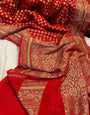 Stunner Red Soft Banarasi Silk Saree With Ideal Blouse Piece