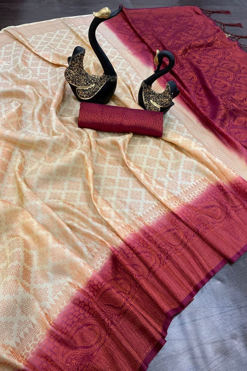 Load image into Gallery viewer, Flamboyant Beige Soft Banarasi Silk Saree With Captivating Blouse Piece
