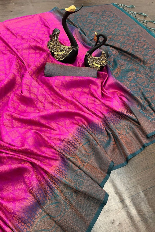 Load image into Gallery viewer, Glowing Dark Pink Soft Banarasi Silk Saree With Capricious Blouse Piece
