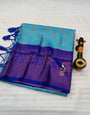 Lovely Firozi Soft Banarasi Silk Saree With Lovely Blouse Piece