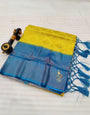 Adorable Lemon Soft Banarasi Silk Saree With Captivating Blouse Piece