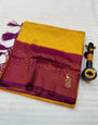 Ephemeral Yellow Soft Banarasi Silk Saree With Moiety Blouse Piece