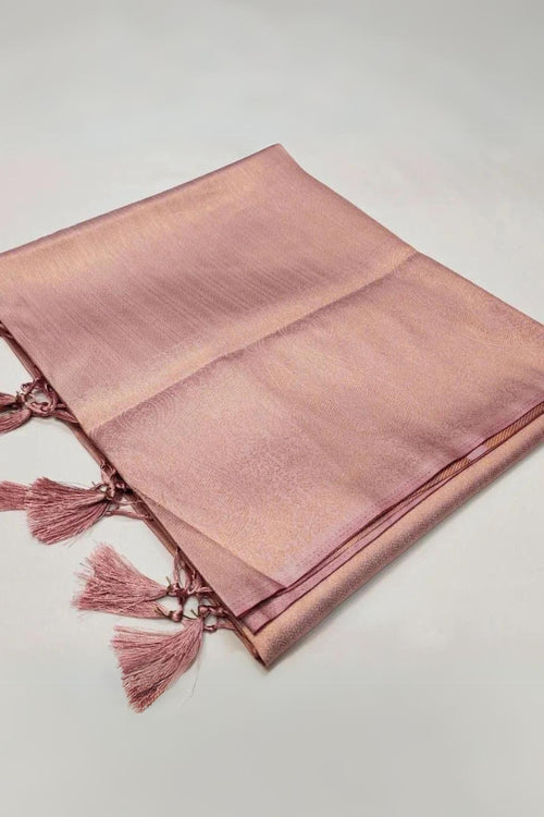 Load image into Gallery viewer, Unique Baby Pink Kanjivaram Silk Saree With Glowing Blouse Piece
