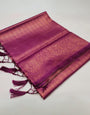 Lagniappe Purple Kanjivaram Silk Saree With Panoply Blouse Piece